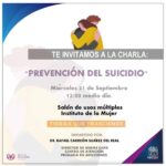 El Gobierno de Calvillo  y el Instituto de la Mujer en coordinación con UNEMECAPA te invitan a participar en la Charla “Prevención del Suicidio”